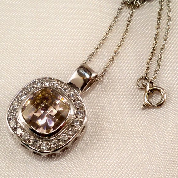 NEW Charles Winston Pink Doublet Cubic Zirconias Silver Necklace, Earrings - Picture 6 of 9